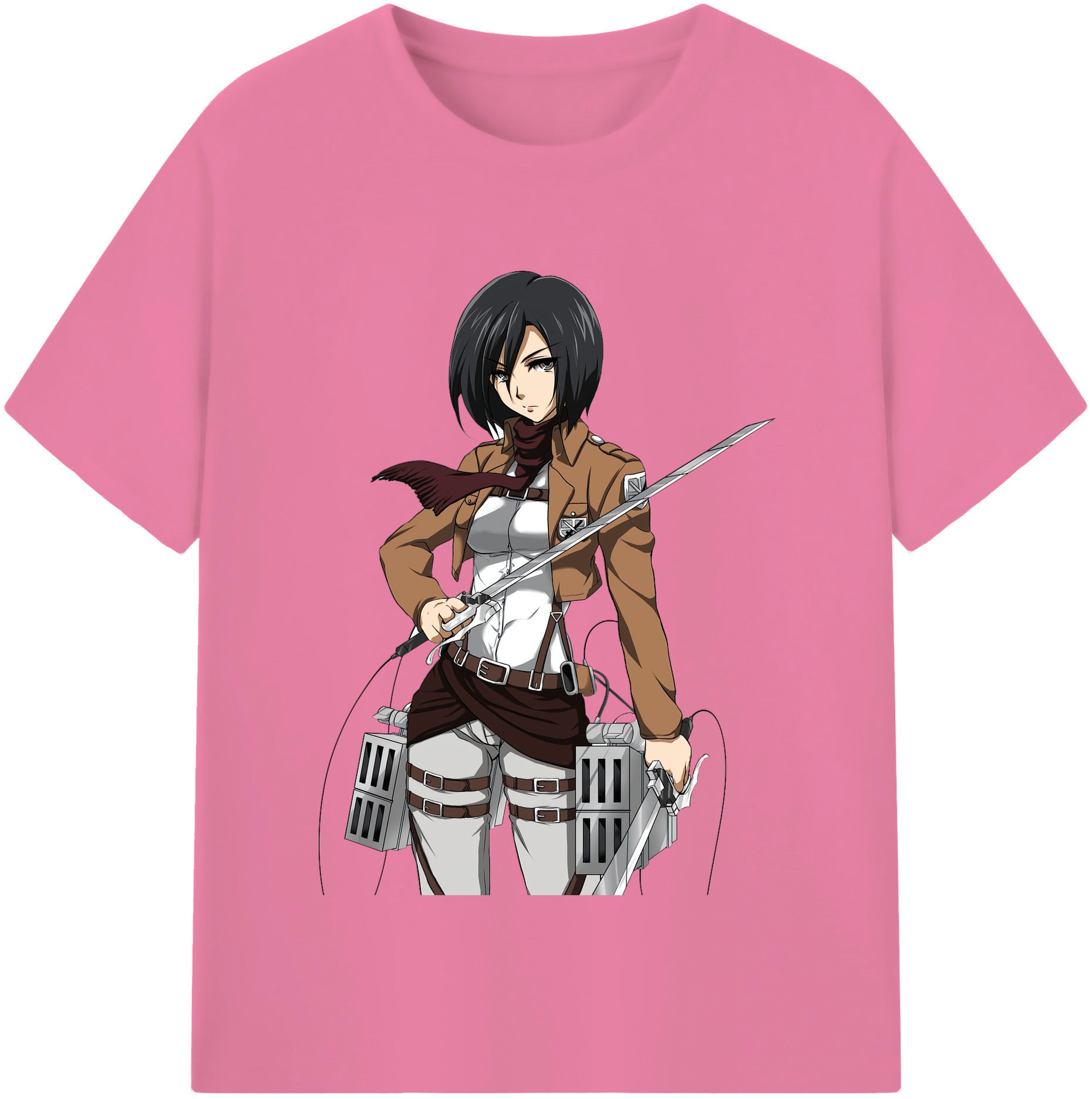 （画像用） 進撃の巨人 ミカサ·アッカーマン Attack on Titan Mikasa Ackerman 綿100％半袖Tシャツ（フロントプリント）